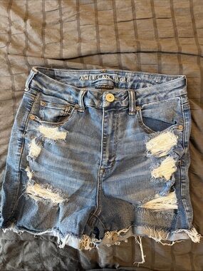 American Eagle Outfitters Ripped Light Blue Denim Jean Shorts